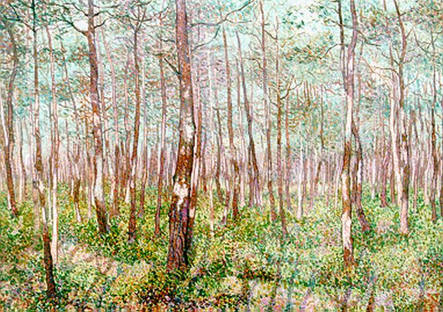 Jakob Nieweg | Bosgezicht, olieverf op doek, 50,0 x 70,2 cm, gesigneerd r.o. monogram en gedateerd '23