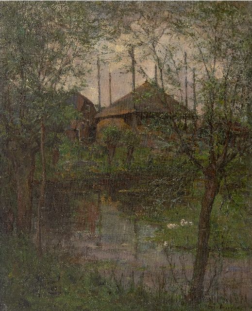 Piet Mondriaan | Hooimijt met wilgenbomen, olieverf op doek, 63,3 x 51,9 cm, gesigneerd r.o. en te dateren ca. 1897-1898