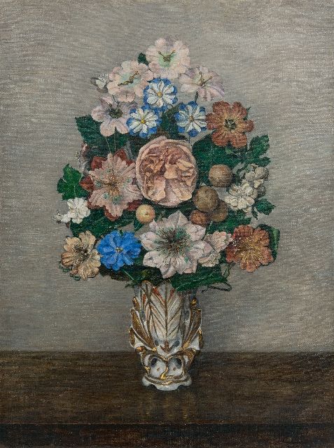Suzanna Elisabeth Kneppelhout | Antiek boeketje, olieverf op doek, 36,3 x 27,4 cm, gesigneerd r.o. met initialen en gedateerd 1936, zonder lijst