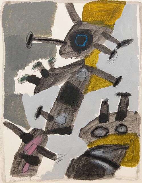 Lucebert | Zonder titel, krijt en gouache op papier, 48,0 x 38,0 cm, gesigneerd l.o. en gedateerd 93.III