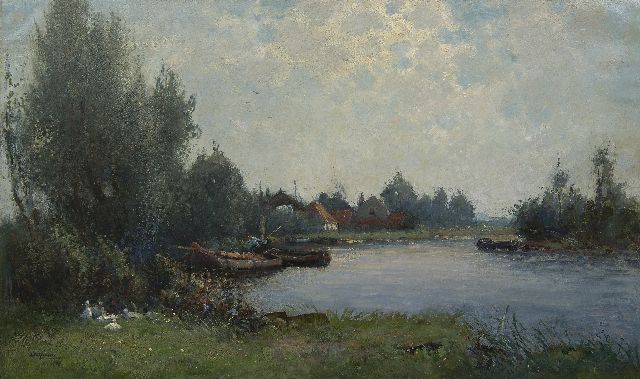 Gerbrand Frederik van Schagen | Morgenstond bij De Kaag, olieverf op doek, 65,5 x 110,5 cm, gesigneerd l.o. en op spieraam gedateerd 1916