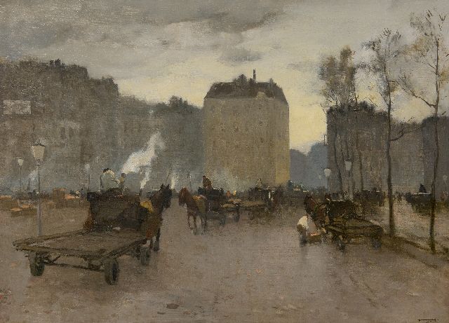 Ype Wenning | Bedrijvigheid op een stadskade, olieverf op doek, 50,5 x 70,6 cm, gesigneerd r.o.