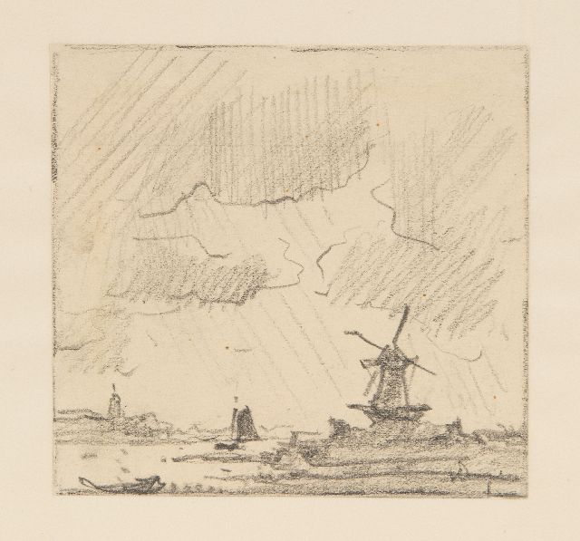 Kees van Dongen | Gezicht op Overschie, potlood op papier, 10,0 x 10,5 cm, gesigneerd r.o.
