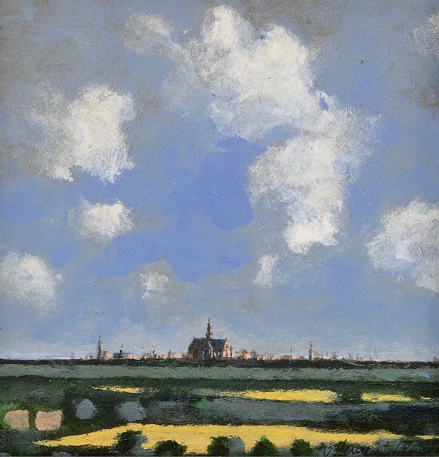 Hemert E. van | 'Haarlempje'; Evert van Hemert's Ruysdael, olieverf op board 29,0 x 29,0 cm, gesigneerd r.o. 'v. Hemert/Ruysdael' en gedateerd 2016