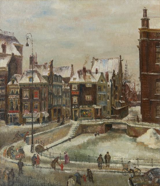 Frans Meijers | Gezicht op het Rokin in Amsterdam vanuit Arti, olieverf op doek, 70,1 x 60,1 cm, gesigneerd r.o.