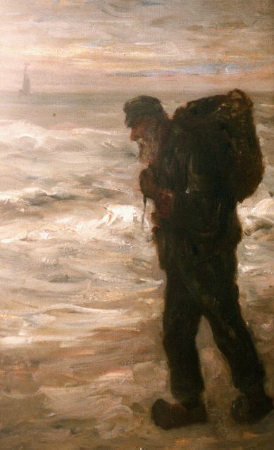 Bernard de Hoog | Strandjutter, olieverf op doek, 49,6 x 30,2 cm, gesigneerd l.o.
