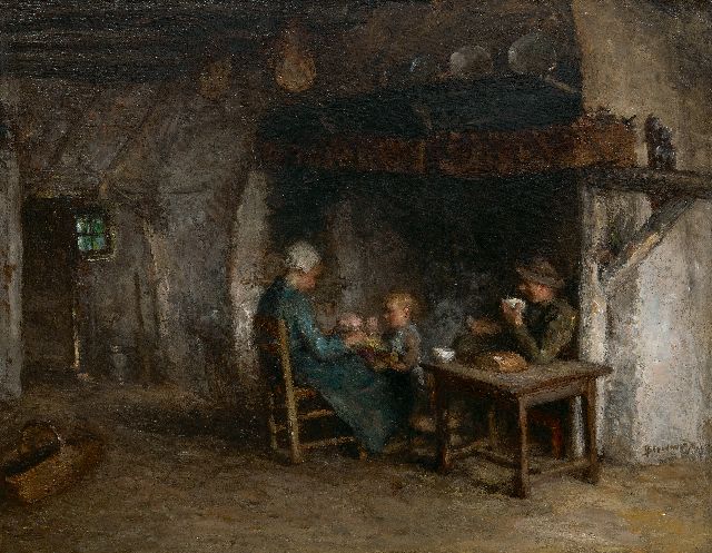 Bernard Blommers | Boerengezin, olieverf op doek, 57,4 x 71,4 cm, gesigneerd r.o.