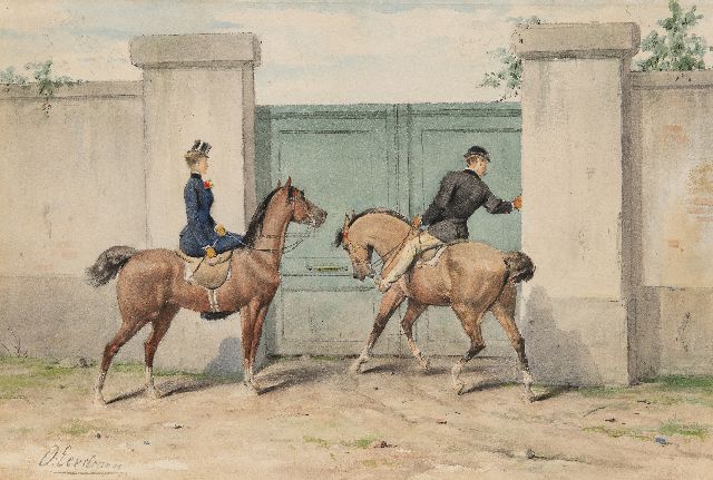 Otto Eerelman | Na de morgenrit, potlood, krijt en aquarel op papier, 30,5 x 44,7 cm, gesigneerd l.o.
