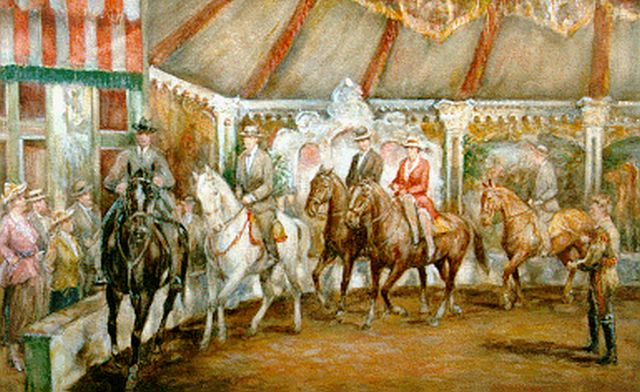 Dirk van Haaren | Dressuurles, aquarel op papier, 39,0 x 55,5 cm, gesigneerd r.o.