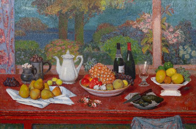 Gé Röling | Frans buffet aan het water, olieverf op doek, 99,5 x 150,6 cm, gesigneerd m.o.