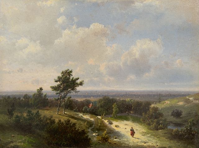Pieter Kluyver | Panoramisch zomerlandschap, olieverf op paneel, 25,4 x 34,3 cm, gesigneerd r.o.