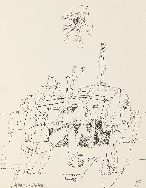 Lucebert (Lubertus Jacobus Swaanswijk)   | Geheime industrie, pen en inkt op papier 26,9 x 20,9 cm, gesigneerd m.o. en gedateerd '56, zonder lijst