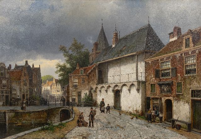 Willem Koekkoek | Gezicht op de Koppelpoort te Amersfoort, olieverf op doek, 86,5 x 125,5 cm, gesigneerd l.o.