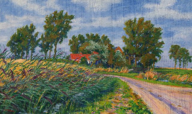 Johan Dijkstra | Bocht bij Maarhuizen, olieverf op doek, 60,3 x 100,3 cm, gesigneerd l.o.