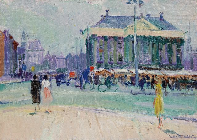 Jan van der Baan | De Grote Markt in Groningen, 1959, olieverf op doek, 50,4 x 70,1 cm, gesigneerd r.o. en gedateerd '59