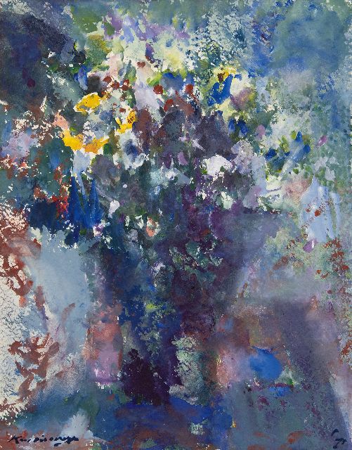 Verwey K.  | Bloemstilleven, aquarel op papier 51,0 x 40,5 cm, gesigneerd l.o. en gedateerd '75