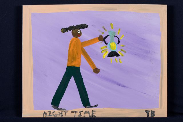 Tim Brown | Night time, acryl op paneel, 38,0 x 48,0 cm, gesigneerd r.o. met initialen