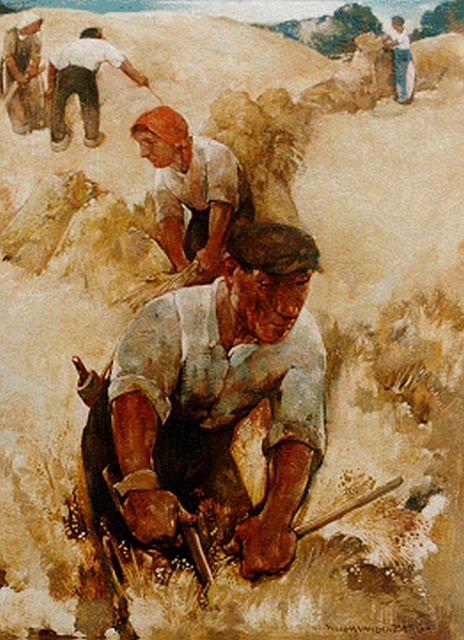 Berg W.H. van den | Oogsttijd, 39,8 x 29,8 cm, gesigneerd r.o.
