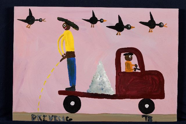 Tim Brown | Driving, acryl op paneel, 39,0 x 57,0 cm, gesigneerd r.o. met initialen