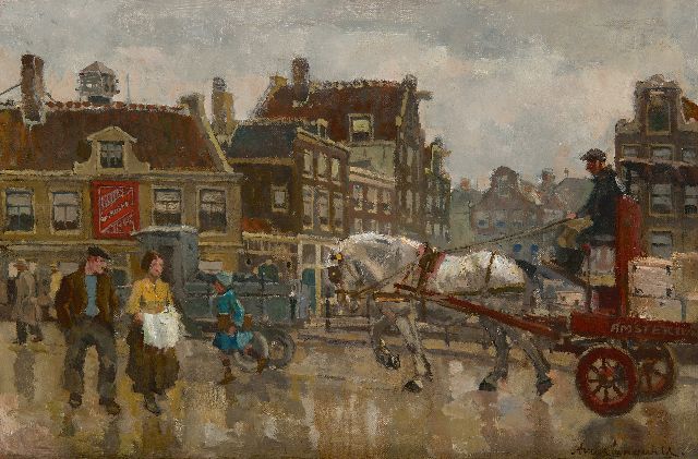 Frans Langeveld | Brug in Amsterdam, olieverf op doek, 40,5 x 61,0 cm, gesigneerd r.o.