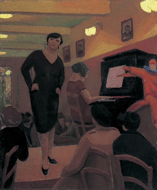 Schön A.  | Cabaret, olieverf op doek 60,5 x 50,5 cm, gesigneerd l.o. en verso gedateerd 1928
