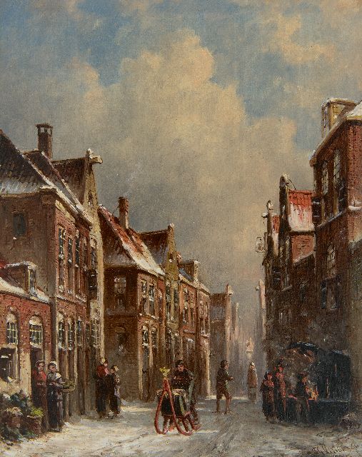 Petrus Gerardus Vertin | Winters dorpsstraatje, olieverf op paneel, 24,1 x 19,0 cm, gesigneerd r.o. en gedateerd '67