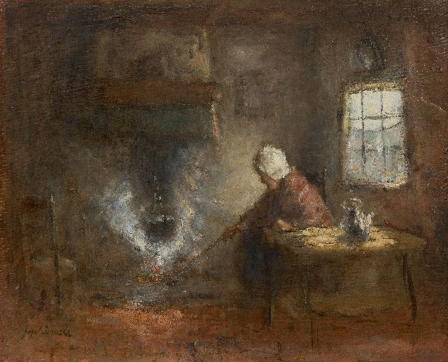 Jozef Israëls | Bij de kookpot, olieverf op doek, 43,4 x 53,3 cm, gesigneerd l.o.