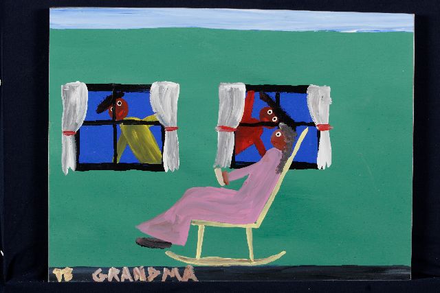 Tim Brown | Grandma, acryl op paneel, 43,0 x 57,0 cm, gesigneerd l.o. met initialen en ca 1995