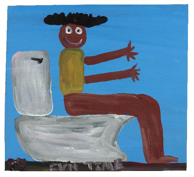 Tim Brown | Fun time, acryl op paneel, 38,0 x 42,0 cm, gesigneerd l.o. met initialen en ca 1995