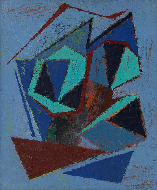 Frieda Hunziker | Compositie, olieverf op schildersboard, 54,2 x 45,4 cm, gesigneerd verso en te dateren 1948
