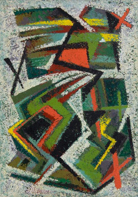 Frieda Hunziker | Schichten, olieverf op doek, 70,4 x 50,2 cm, te dateren 1948