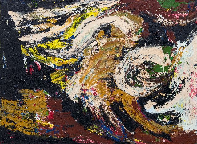 Frieda Hunziker | Image, olieverf op doek, 75,0 x 100,0 cm, gesigneerd op spieraam en te dateren 1962