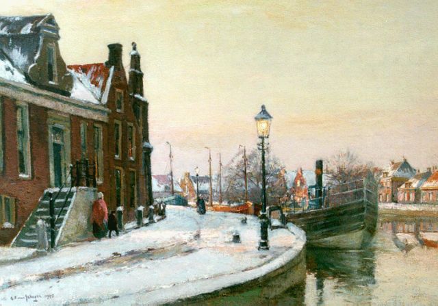 Gerbrand Frederik van Schagen | Winters gezicht op Lemmer, olieverf op doek, 50,0 x 70,4 cm, gesigneerd l.o. en gedateerd 1940