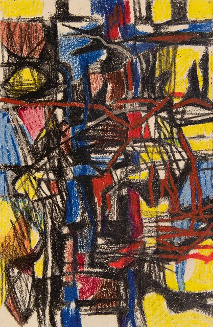 Frieda Hunziker | Compositie, waskrijt op papier, 48,8 x 32,0 cm, zonder lijst
