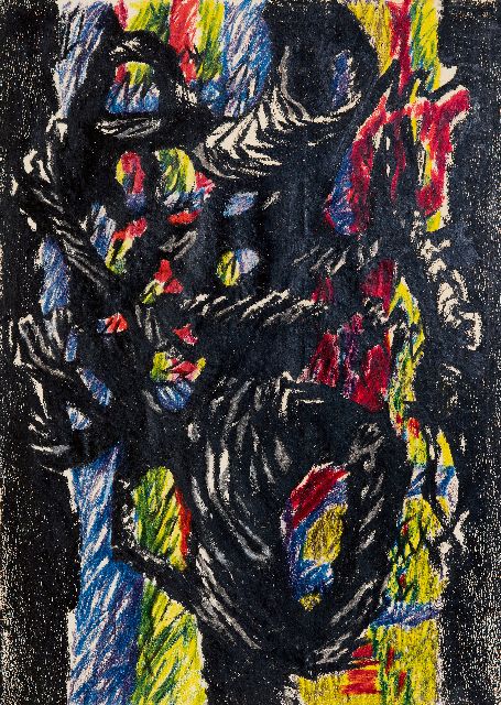 Frieda Hunziker | Compositie, waskrijt op papier, 50,0 x 35,2 cm, zonder lijst