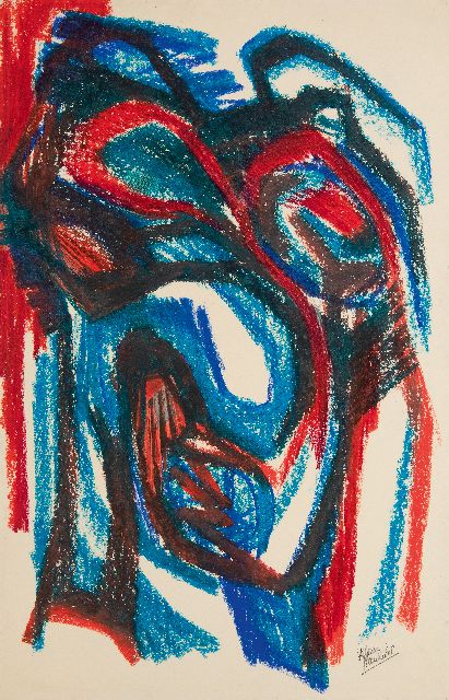 Frieda Hunziker | Damals, waskrijt op papier, 78,3 x 50,2 cm, gesigneerd r.o. en zonder lijst