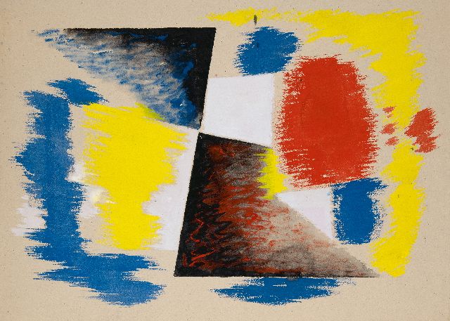 Hunziker F.  | Compositie, potlood en gouache op papier 57,6 x 78,9 cm, gesigneerd verso