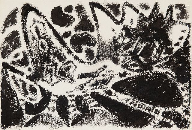Frieda Hunziker | Compositie, potlood en gouache op papier, 38,6 x 56,1 cm, zonder lijst
