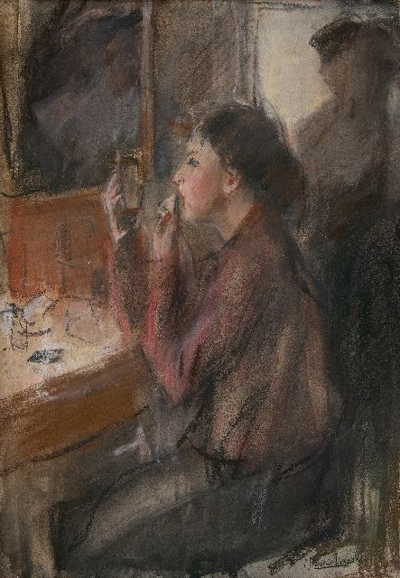 Isaac Israels | Maquillage, pastel en aquarel op papier, 50,1 x 35,0 cm, gesigneerd r.o.