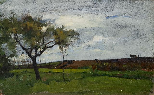 Floris Arntzenius | Landschap met paard en wagen, olieverf op doek, 32,2 x 50,3 cm