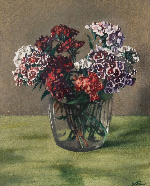 Willem Witsen | Duizendschoon in glazen vaas, aquarel op papier, 42,5 x 34,5 cm, gesigneerd r.o.