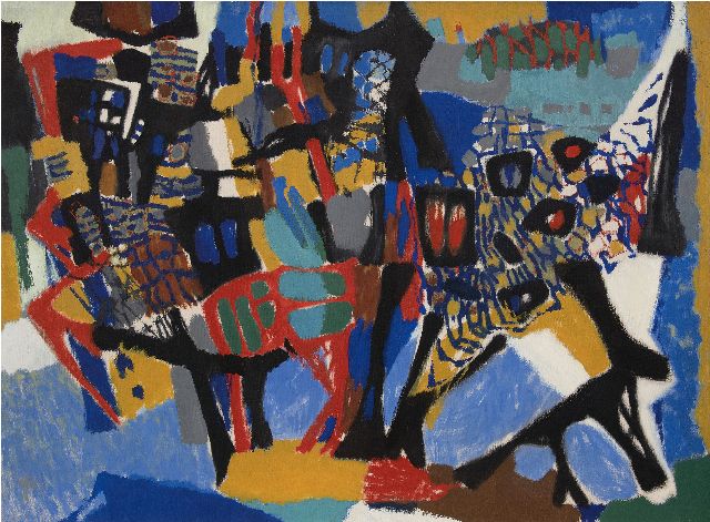 Frieda Hunziker | Dieren IV, olieverf op doek, 99,5 x 134,6 cm, gesigneerd op spieraam en te dateren 1955