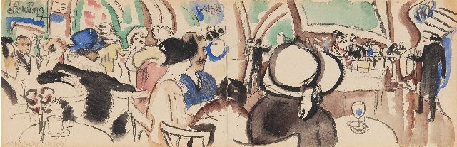 Jan Sluijters | Danshal, aquarel op papier, 11,5 x 36,8 cm, gesigneerd l.o.