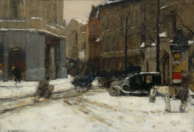 Floris Arntzenius | Het Buitenhof, Den Haag, in de sneeuw, olieverf op doek, 55,7 x 80,4 cm, gesigneerd l.o.