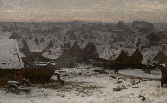 Willem Bastiaan Tholen | Winter in oud Scheveningen, olieverf op doek, 100,1 x 160,4 cm, gesigneerd r.o. en te dateren 1891