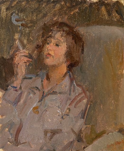 Isaac Israels | Rookende dame, olieverf op doek, 46,2 x 38,2 cm, gesigneerd r.o.