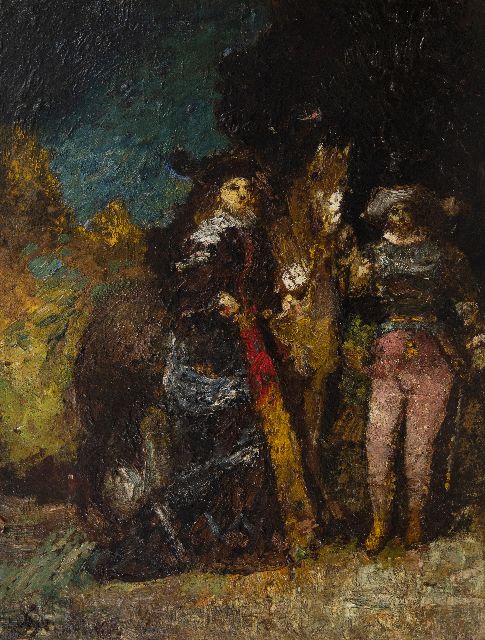 Adolphe Monticelli | Travesti, olieverf op paneel, 48,2 x 36,7 cm, gesigneerd l.o. en te dateren ca. 1875-1880