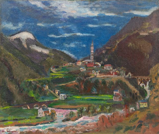 Jan Wiegers | Gezicht op Tegna, Ticino, Zwitserland, olieverf op doek, 61,5 x 73,4 cm, gesigneerd l.o. en te dateren ca. 1949