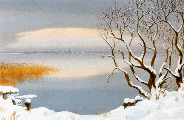 Dirk Smorenberg | De Loosdrechtse Plassen bij winter, olieverf op doek, 45,2 x 60,0 cm, gesigneerd r.o. en te dateren 1949-1950