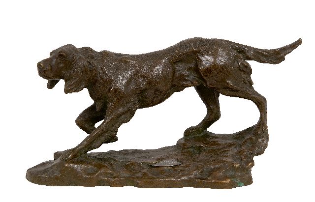 Engelse School, begin 20e eeuw   | Ierse setter, brons 12,1 x 35,3 cm, gedateerd October 1914